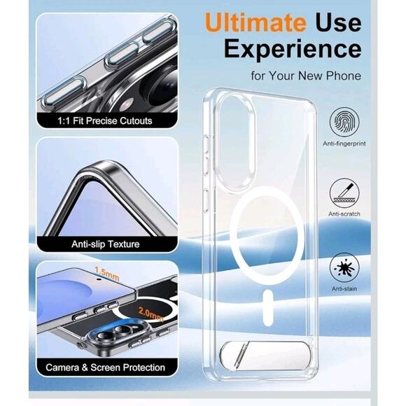 Temdan Magnetic Clear Case for Samsung Galaxy S25 Edge with Stand | Military... - Picture 5 of 7